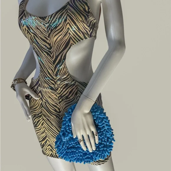 Sequence Y2K Zebra Print Cutout Dress - Picture 2 of 5